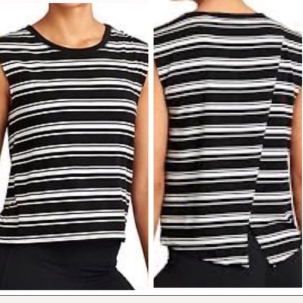 Athleta Serenity Muscle Tank Split Back Striped